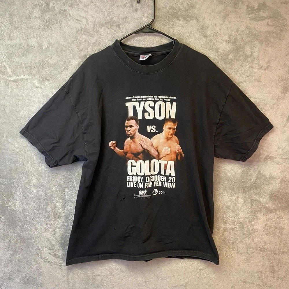Vintage Mike Tyson vs Andrew Golota T Shirt XL 2000 Boxing PPV Hanes Beefy Tee